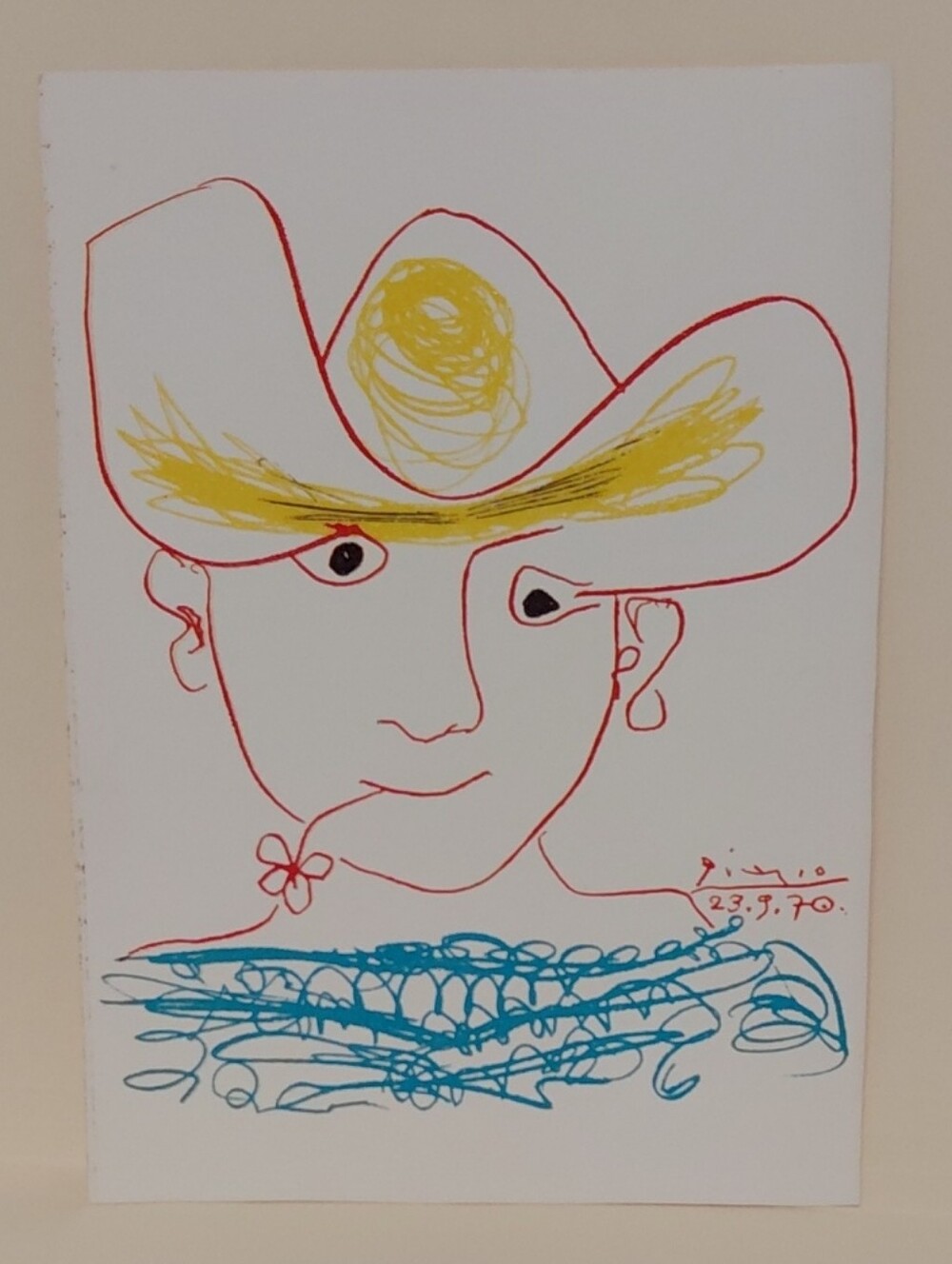 Vintage *Picasso "Young Spanish Peasant" Art Print Dated 23.9.70 In Plate